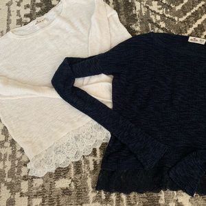 white and navy long sleeve bundle